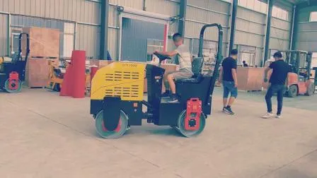 Tour de petite taille sur double tambour diesel, prix de la machine à rouleaux routiers de 1 tonne